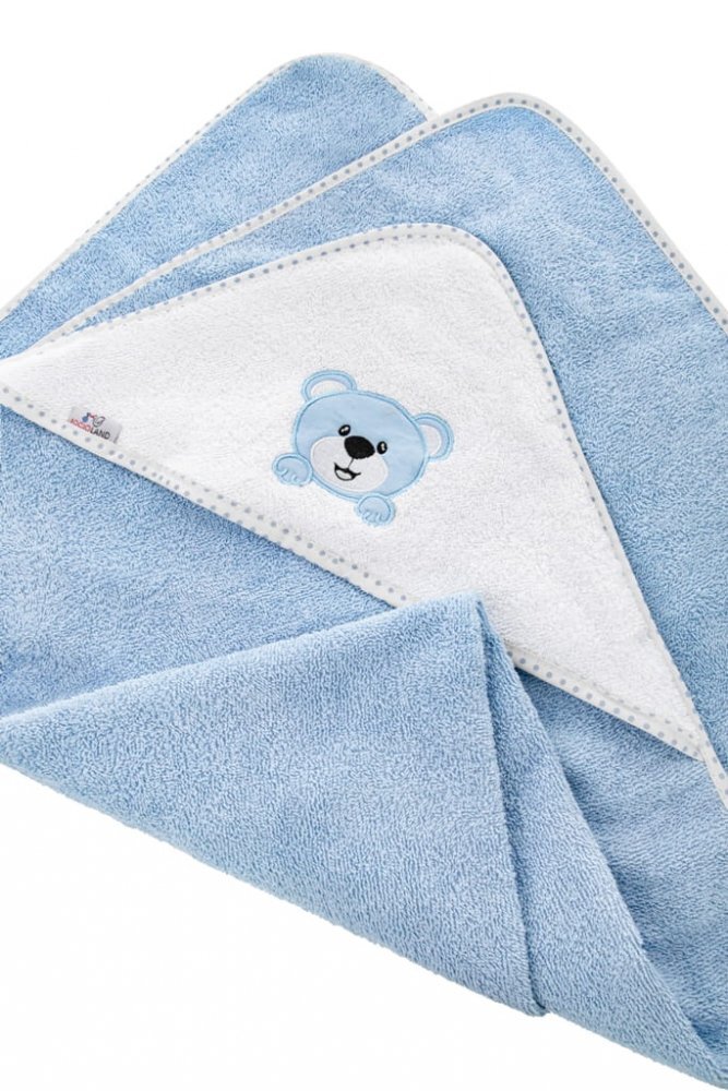 Bocioland Prosop cu capison pentru copii Blue Teddy 100 bumbac dimensiune 80 x 80 cm