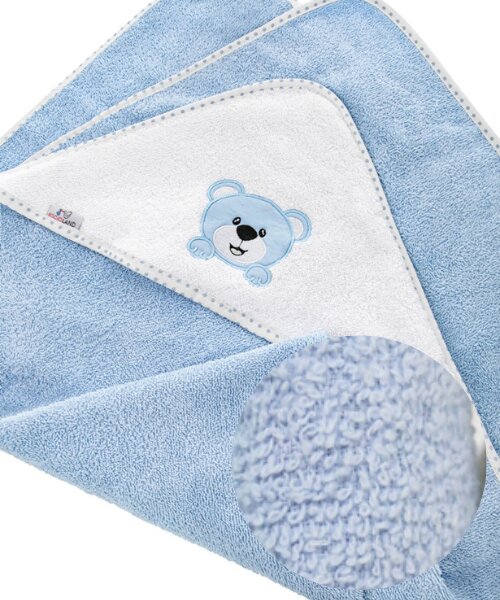Bocioland Prosop cu capison pentru copii Blue Teddy 100 bumbac dimensiune 80 x 80 cm