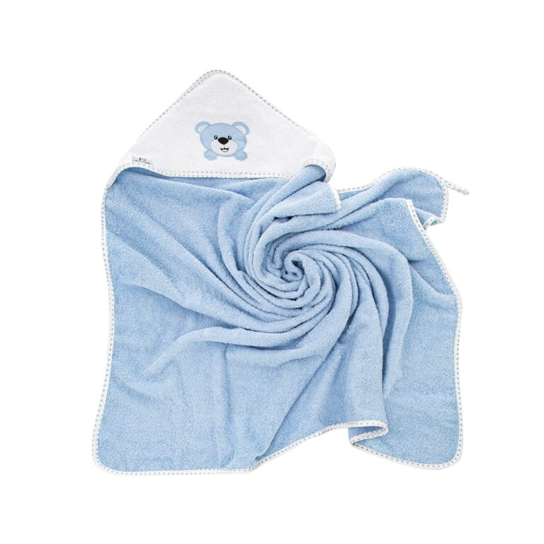Bocioland Prosop cu capison pentru copii Blue Teddy 100 bumbac dimensiune 80 x 80 cm