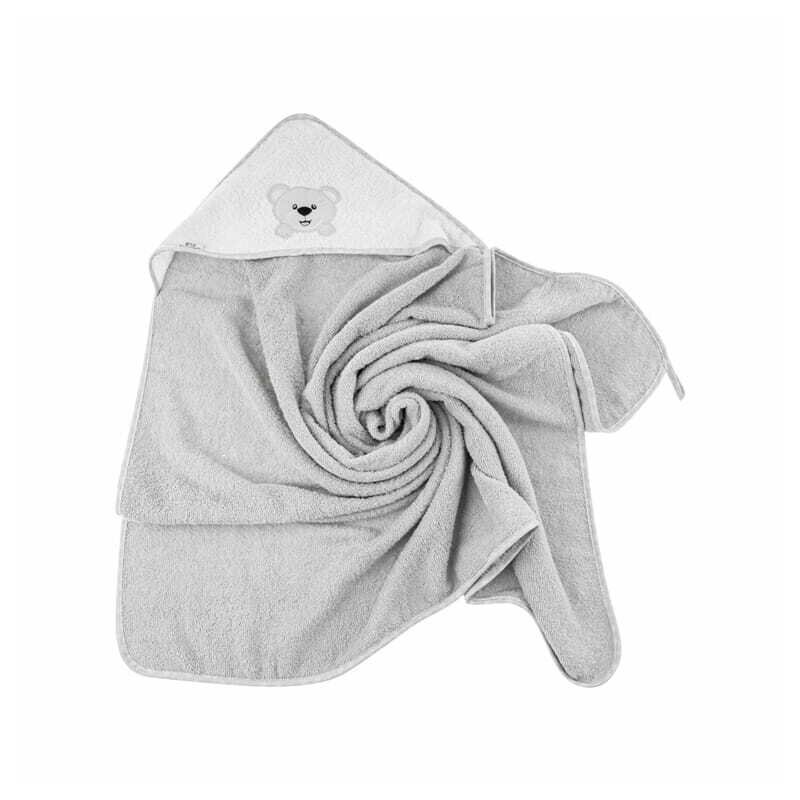 Bocioland Prosop de baie 80x80 cm Teddy Bear Grey material 100 bumbac terry recomandat de la nastere
