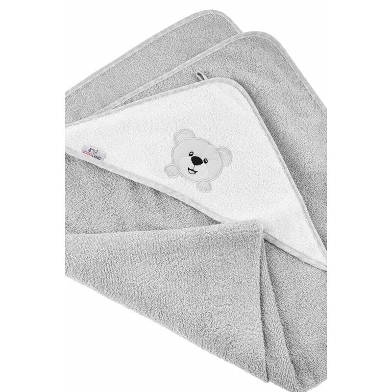 Bocioland Prosop de baie 80x80 cm Teddy Bear Grey material 100 bumbac terry recomandat de la nastere