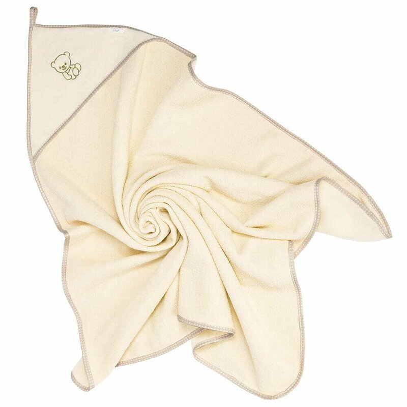 Bocioland Prosop de baie Cu gluga 100 bumbac 100x100 cm Teddy Bear Ecru