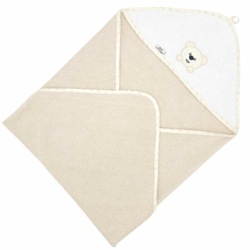 Bocioland Prosop de baie cu gluga din bumbac 100x100 cm Teddy Bear Sand