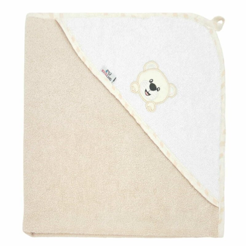 Bocioland Prosop de baie cu gluga din bumbac 100x100 cm Teddy Bear Sand