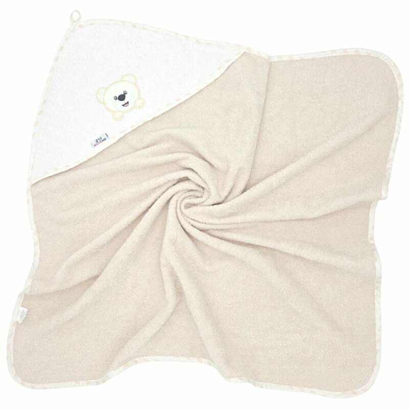 Bocioland Prosop de baie cu gluga din bumbac 100x100 cm Teddy Bear Sand