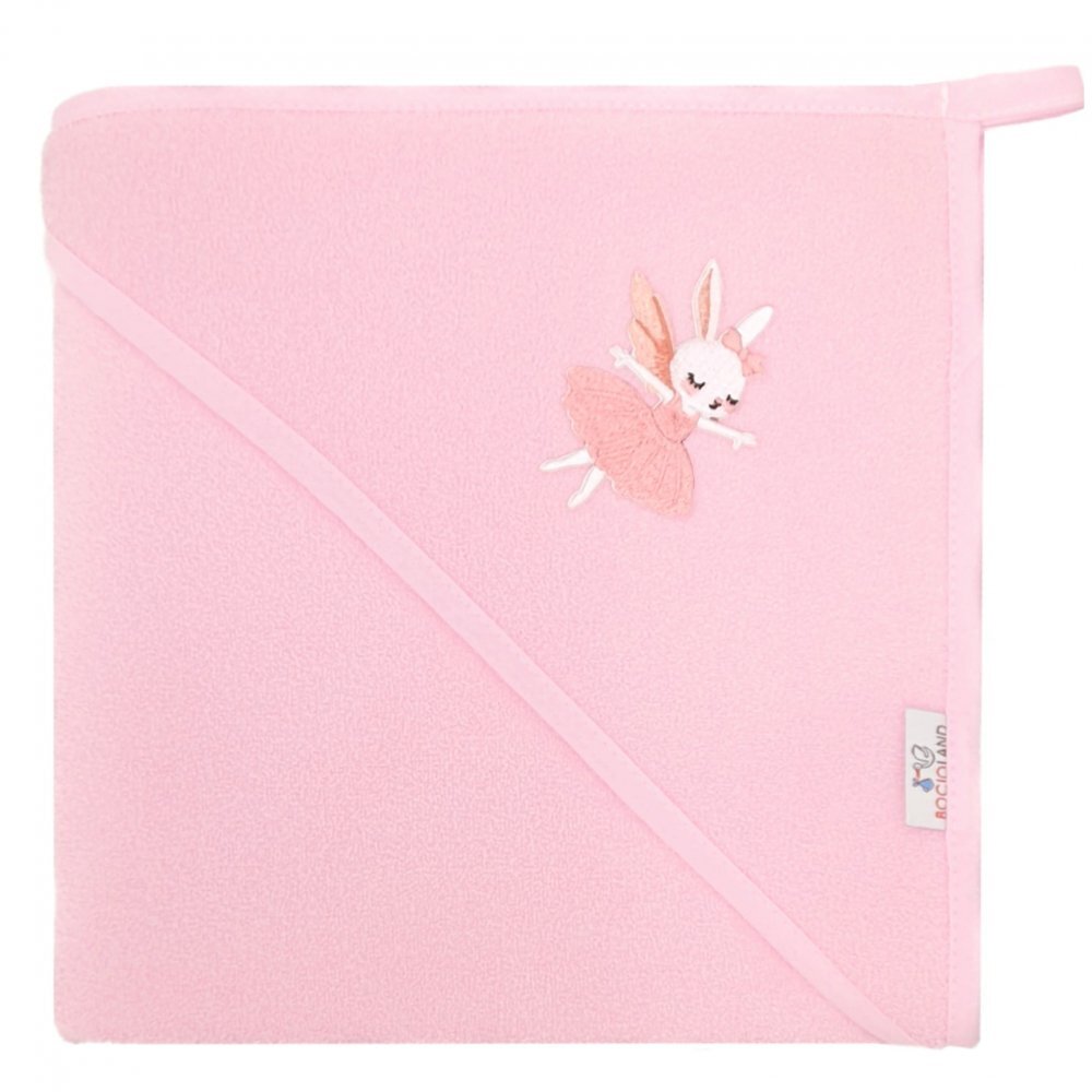 Bocioland Prosop de baie pentru copii Pink Wolf 100x100 cmdin bumbac 100 prevazut cu capison decorat cu broderie vesela