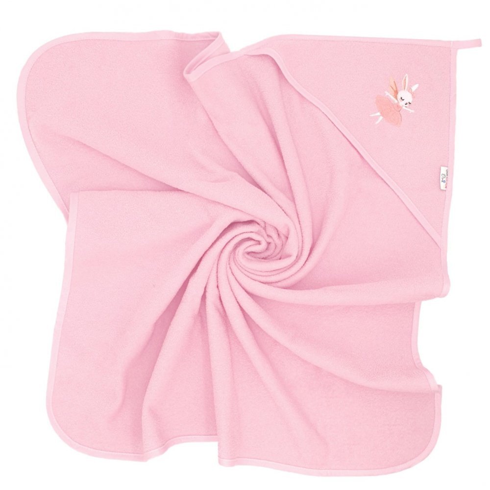 Bocioland Prosop de baie pentru copii Pink Wolf 100x100 cmdin bumbac 100 prevazut cu capison decorat cu broderie vesela