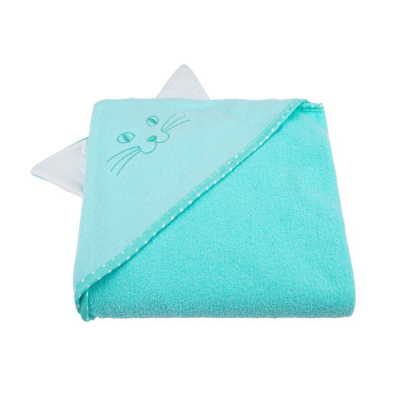 Bocioland Prosop din bumbac terry pentru copii Aqua Cat 80x80 cmgluga brodataurechi decorative