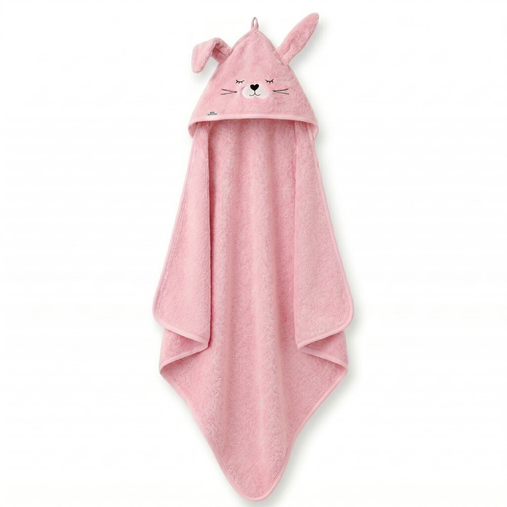 Bocioland Prosop din bumbac terry pentru copii Bunny Pink 95x95 cmgluga brodataurechi decorative100 bumbac