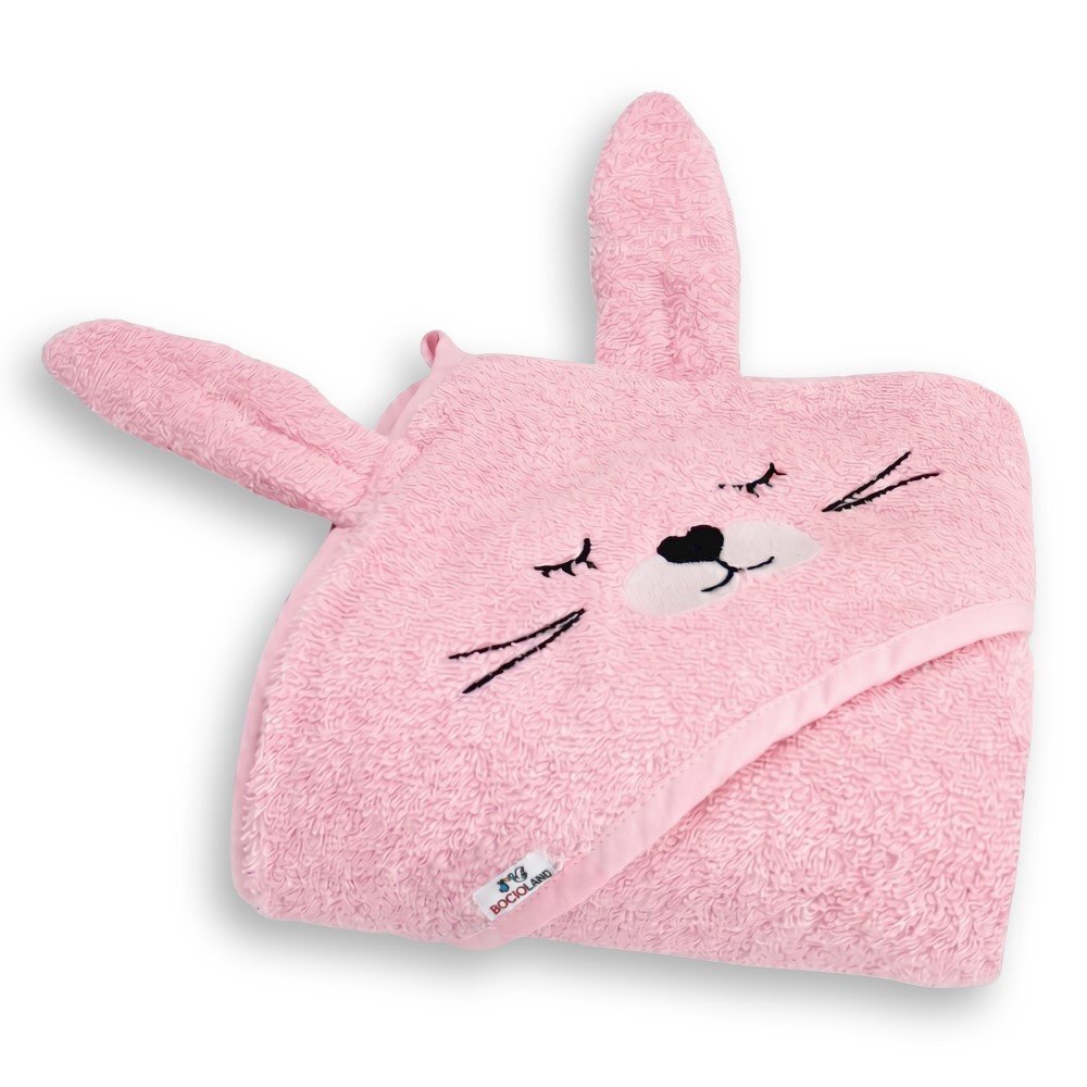 Bocioland Prosop din bumbac terry pentru copii Bunny Pink 95x95 cmgluga brodataurechi decorative100 bumbac