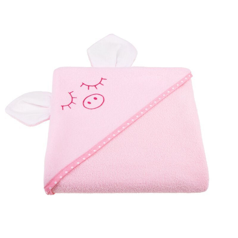 Bocioland Prosop din bumbac terry pentru copii Pink Piggy 80x80 cmgluga brodataurechi decorative