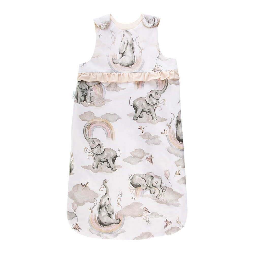 Bocioland Sac de dormit pentru copii Elephant design practic cu fermoar si capse de fixare dimensiune 50 x 90cm