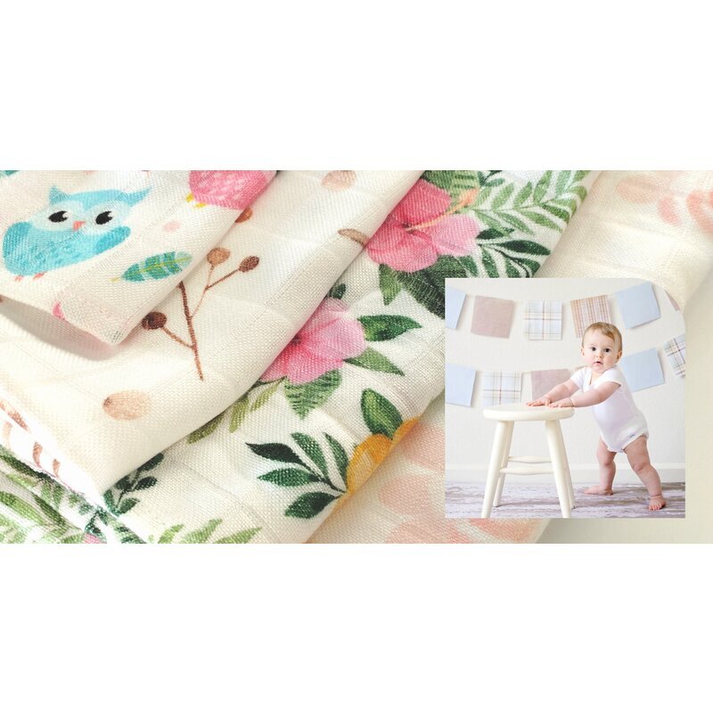 Bocioland Scutec din bambus 30x30 cm boho flowers