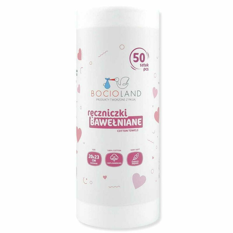 Bocioland Set 50 bucati prosopele Pe rola Din bumbac Hipoalergenice Biodegradabile 23x20 cm White