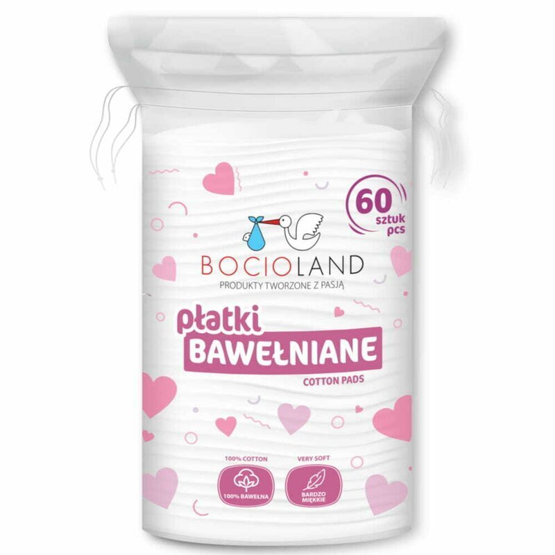 Bocioland Set 60 dischete Hipoalergenice Absorbtie excelenta Utilizare universala Bumbac 11x9 cm White