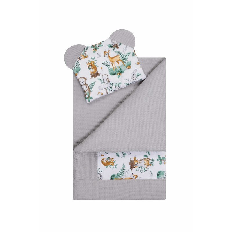Bocioland Set paturica si pernuta Waffle Forest 75x100 cmrealizat din bumbac 100recomandat de la nastere