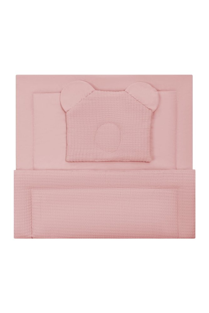Bocioland Set perna si paturica copii Waffle Roz din bumbac dimensiune 75x10035x30 cm