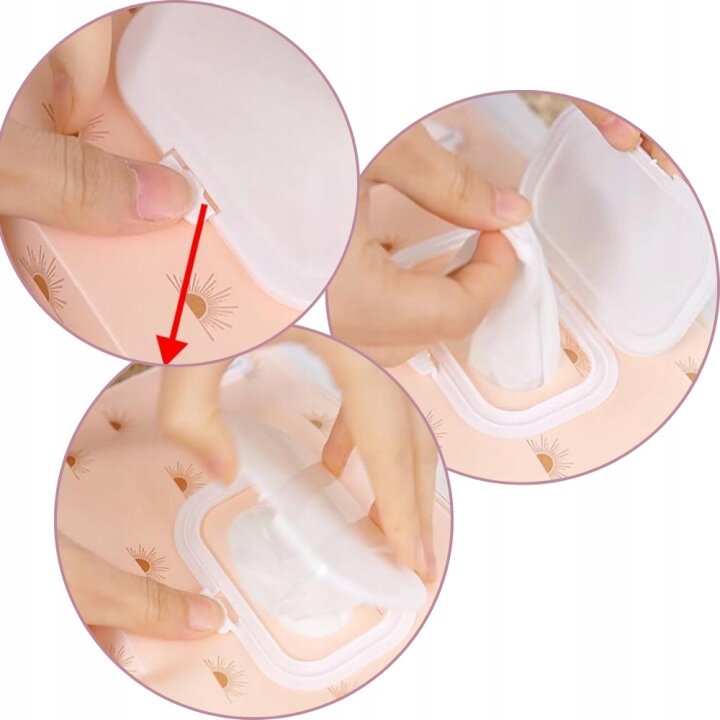 Bocioland Suport portabil pentru servetele umede Pinkcu capac etansare dubla agatatoare practica cu capsa dimensiune 24x13.5x5 cm