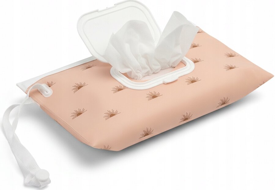 Bocioland Suport portabil pentru servetele umede Pinkcu capac etansare dubla agatatoare practica cu capsa dimensiune 24x13.5x5 cm