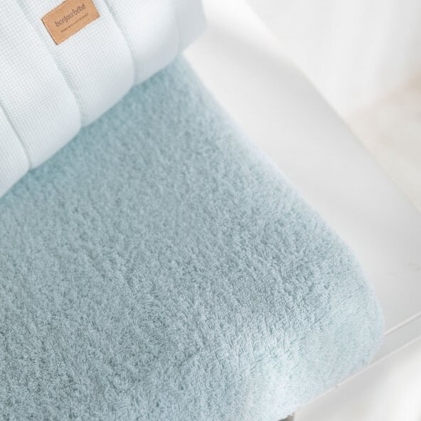 Bonjourbébé Husa de protectie pentru salteaua de infasat Bonjourbebe Azul bumbac buclat cu elastic 80x50 cm