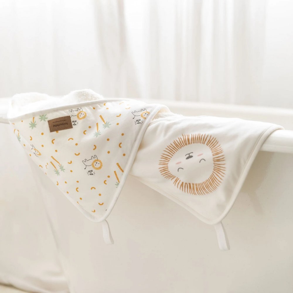 Bonjourbébé Prosop de baie cu gluga pentru bebelusi 0-5 ani bumbac certificat OEKO-TEX 100x100 cm Nairobi Mustard