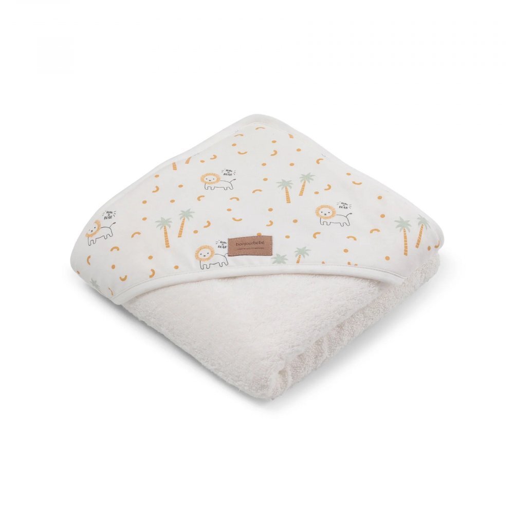 Bonjourbébé Prosop de baie cu gluga pentru bebelusi 0-5 ani bumbac certificat OEKO-TEX 100x100 cm Nairobi Mustard