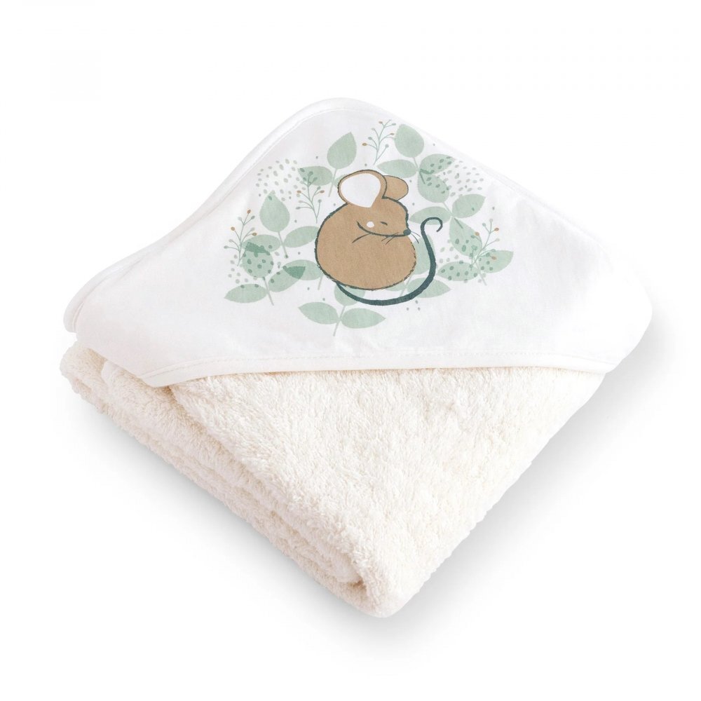 Bonjourbébé Prosop de baie cu gluga pentru bebelusi 0-5 ani bumbac certificat OEKO-TEX 100x100 cm Spring Cottage