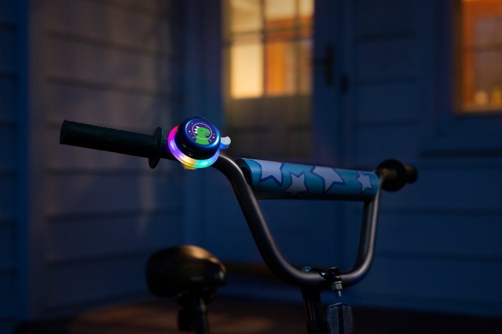 Brightz Clopotel albastru cu lumini led multicolore pentru bicicleta