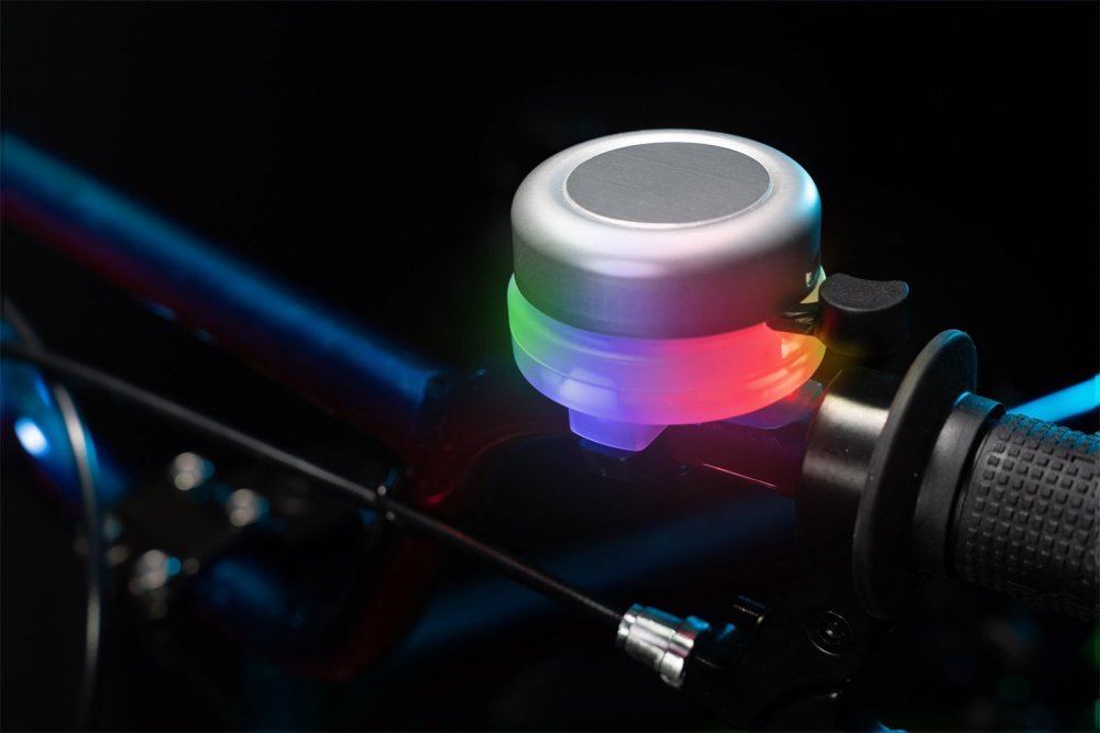 Brightz Clopotel argintiu cu lumini led multicolore pentru bicicleta