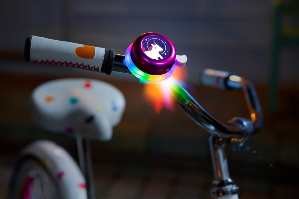 Brightz Clopotel roz cu lumini led multicolore pentru bicicleta