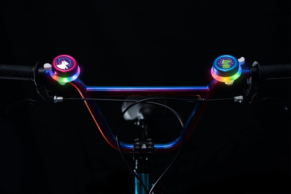 Brightz Clopotel roz cu lumini led multicolore pentru bicicleta