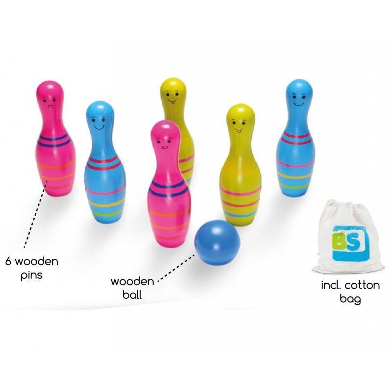 BS Toys Set de bowling din lemn Skittles Jr.