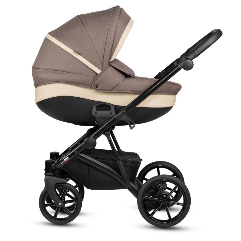 Buba Carucior pentru copii Zaza2 Coffee Brown 2 in 1 cu suspensii scaun reversibil rucsac suport pahar plasa insecte si husa ploaie