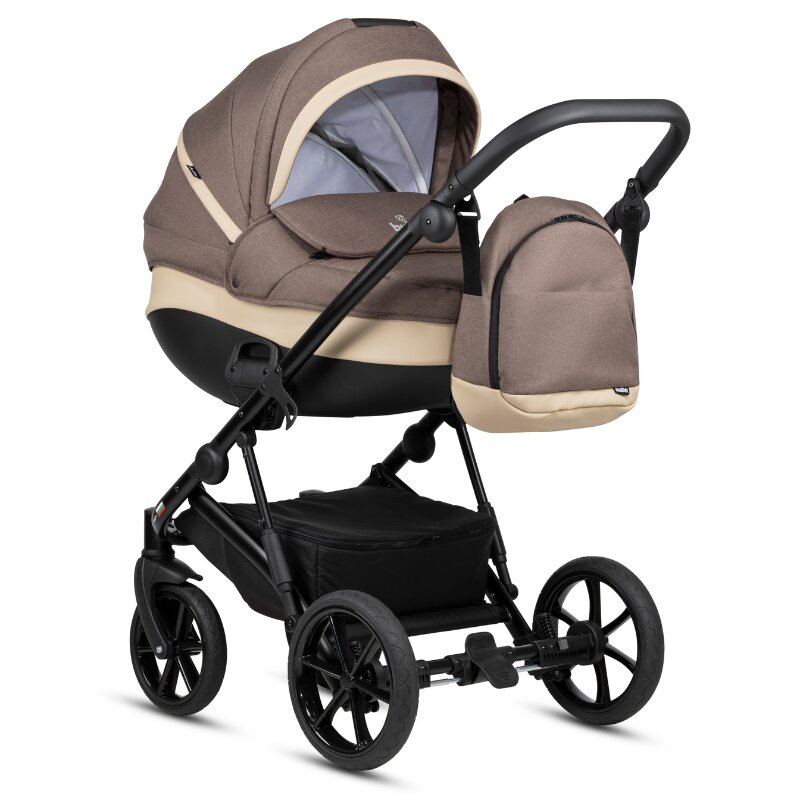 Buba Carucior pentru copii Zaza2 Coffee Brown 2 in 1 cu suspensii scaun reversibil rucsac suport pahar plasa insecte si husa ploaie
