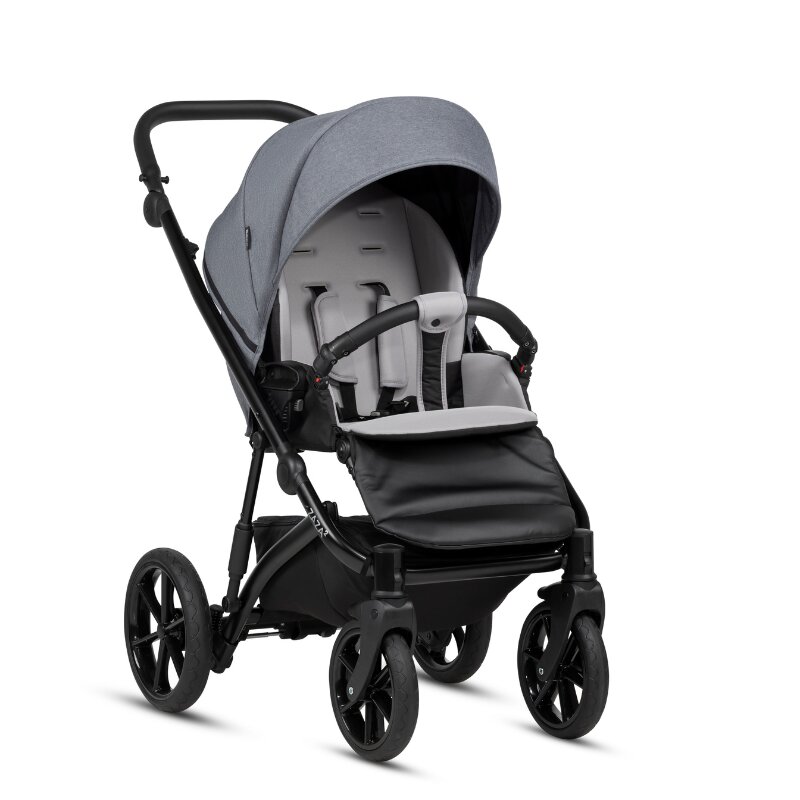 Buba Carucior pentru copii Zaza2 Dark Grey 2 in 1 cu suspensii scaun reversibil rucsac suport pahar plasa insecte si husa ploaie