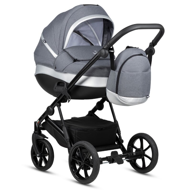 Buba Carucior pentru copii Zaza2 Dark Grey 2 in 1 cu suspensii scaun reversibil rucsac suport pahar plasa insecte si husa ploaie