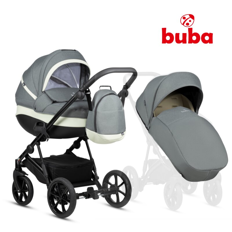 Buba Carucior pentru copii Zaza2 Mint 2 in 1 cu suspensii scaun reversibil rucsac suport pahar plasa insecte si husa ploaie