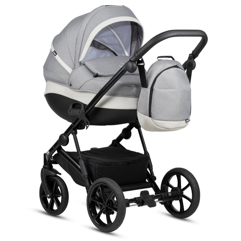 Buba Carucior pentru copii Zaza2 Warm Grey 2 in 1 cu suspensii scaun reversibil rucsac suport pahar plasa insecte si husa ploaie