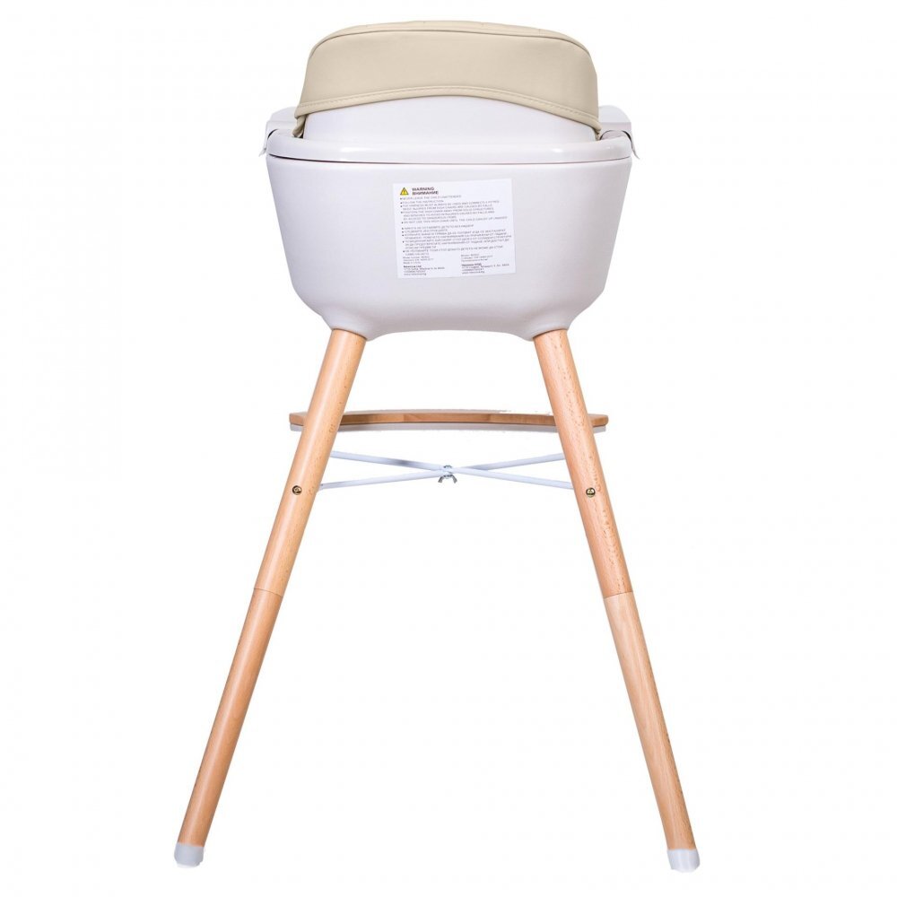 Buba Scaun de masa pentru copii Carino Ivory 2 in 1 din lemn de fag suport pentru picioare tapiterie din piele ecologica