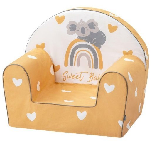 BUBABA Fotoliu din burete pentru copii 9 luni-5 ani Yellow Hearts