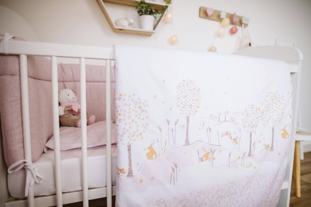BUBABA Lenjerie patut 2 piese Pink Bunny bumbac