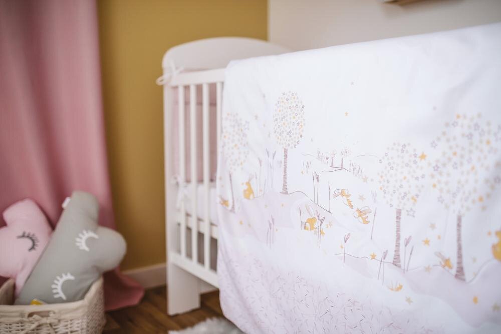 BUBABA Lenjerie patut 2 piese Pink Bunny bumbac