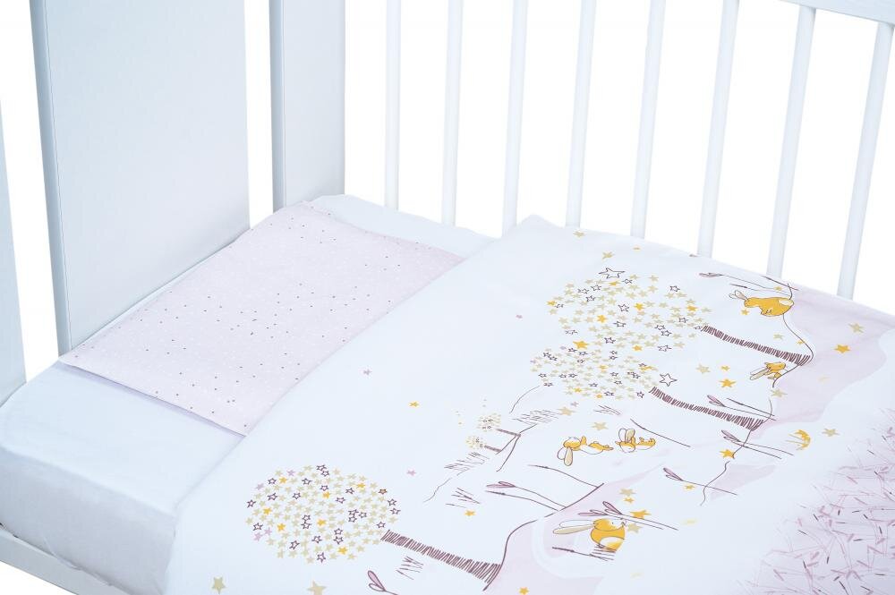 BUBABA Lenjerie patut 2 piese Pink Bunny bumbac