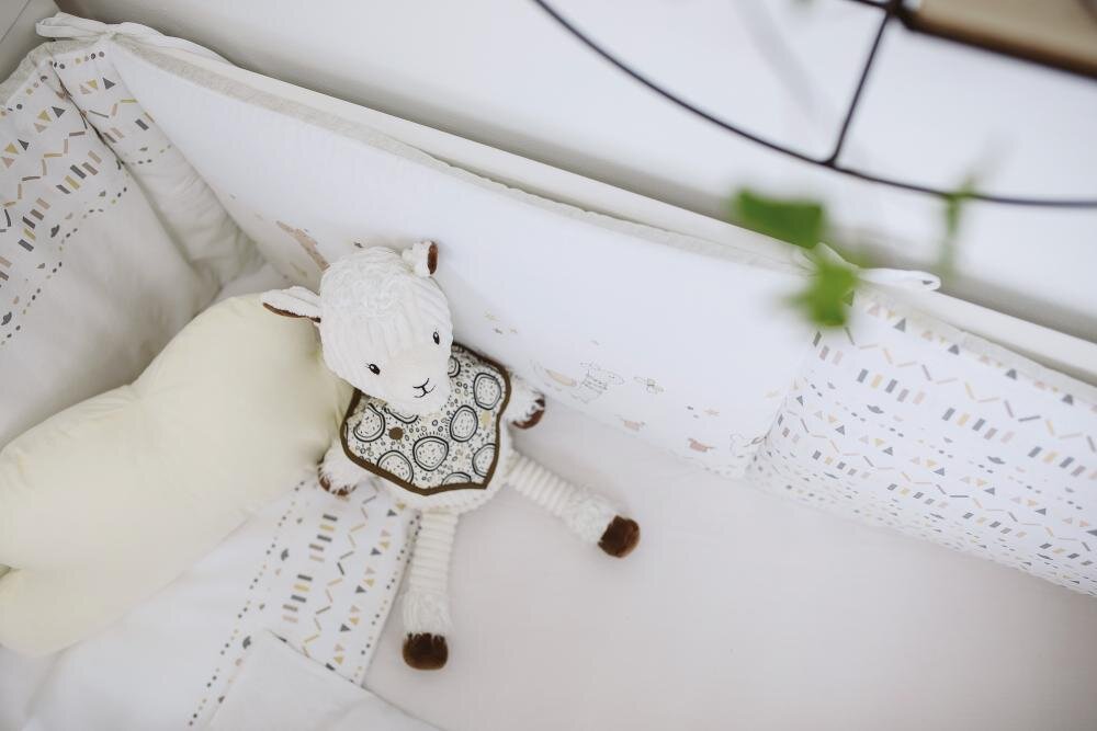 BUBABA Set de pat pentru bebelusi Happy lama 6 piese bumbac