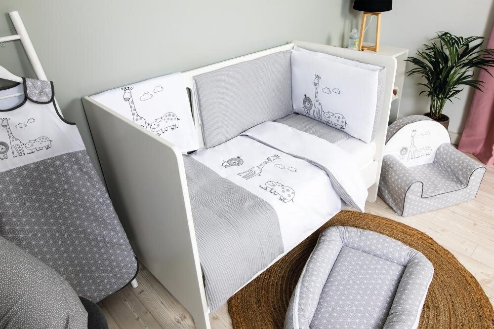 BUBABA Set de pat pentru bebelusi Safari 6 piese bumbac