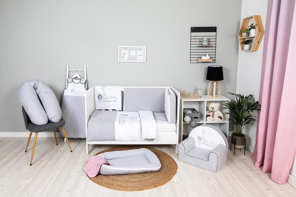 BUBABA Set de pat pentru bebelusi Safari 6 piese bumbac