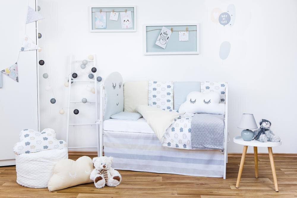 BUBABA Set de pat pentru bebelusi Smile 10 piese + perna norisor cadou