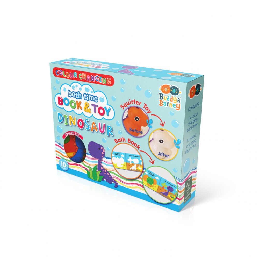 Buddy&Barney Carte si jucarie care isi schimba culoarea Dinozaur