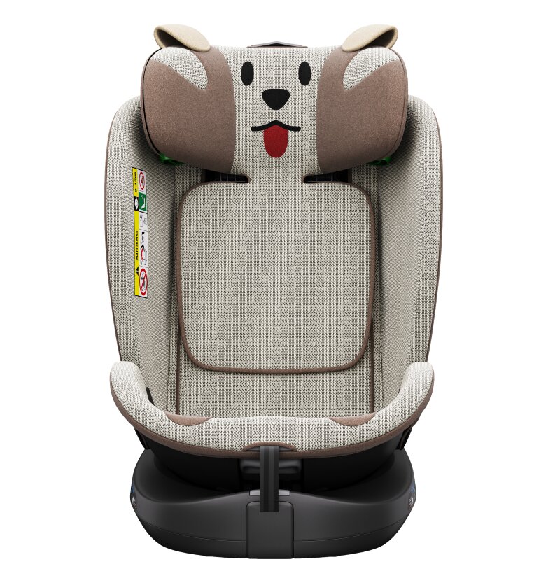 BUF BOOF Scaun auto B-Joy Deluxe BrownDog iSize cu isofix pozitie somn 155 grade rotativ 360 grade 40-150 cm
