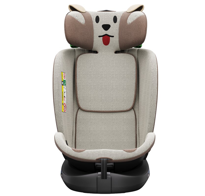 BUF BOOF Scaun auto B-Joy Deluxe BrownDog iSize cu isofix pozitie somn 155 grade rotativ 360 grade 40-150 cm